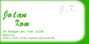 jolan kom business card
